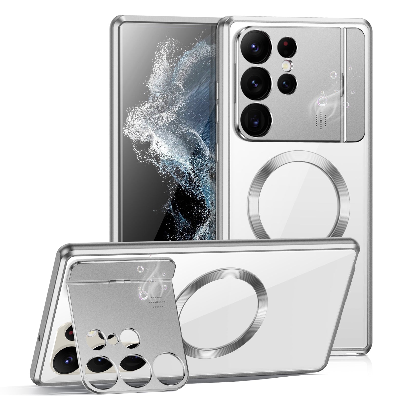 Aroma Design Alloy Acrylic Case for Samsung Galaxy S22 Ultra 5G Lens Guard Kickstand Phone Cover Compatible with MagSafe Aroma Design Alloy Acrylic Case for Samsung Galaxy S22 Ultra 5G Lens Guard Kickstand Phone Cover Compatible with MagSafe